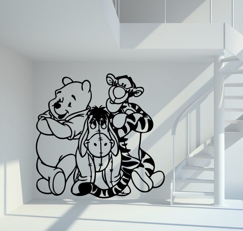 37168 Winnie Puu mit Freunden Wandtattoo